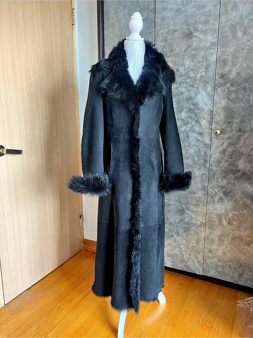 Cole Haan Collection 
 Black Lamb Fur Coat Size XS Like New